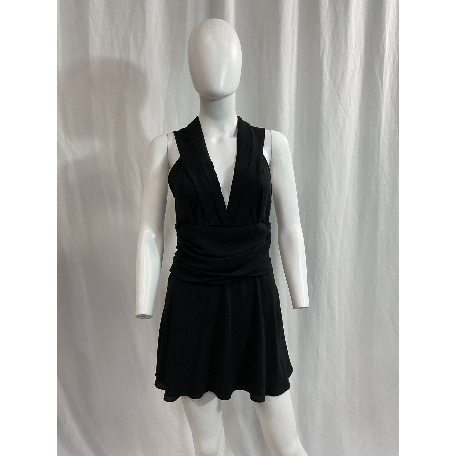 Iro 'Biron' Black Ruched Crepe Mini Dress Size S