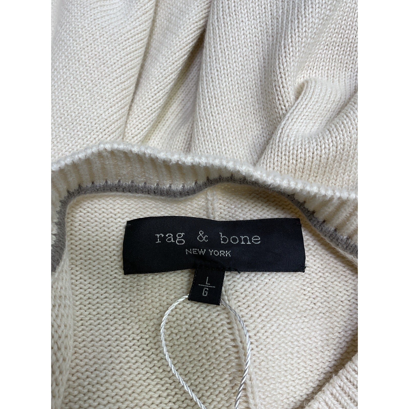 Rag & Bone 'Clarkson' Cream Cotton Sweater Size L
