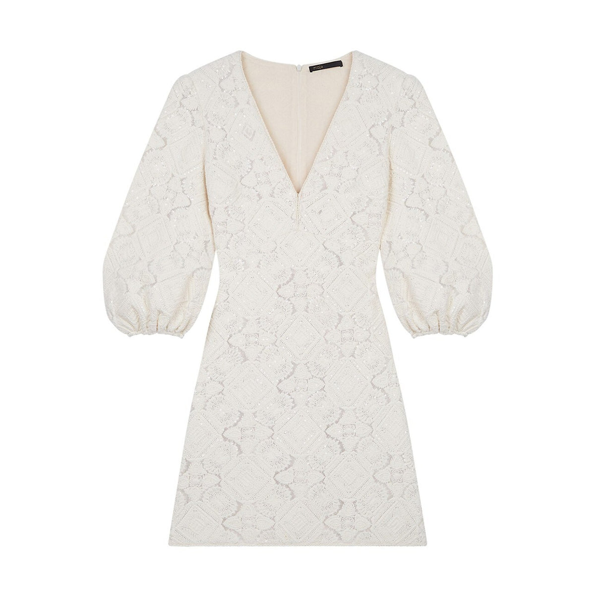 Maje 'Richet' White V Neck Sequined Mini Dress Size 36