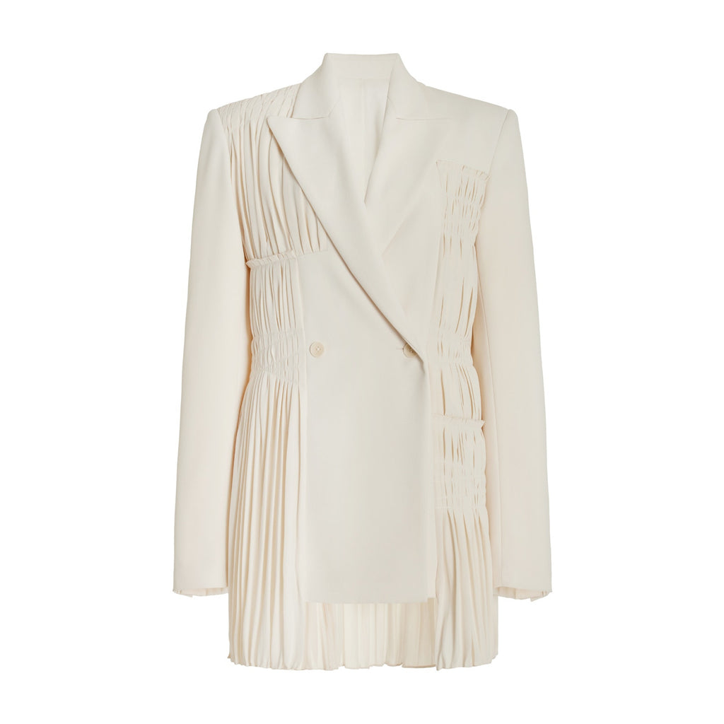 Jonathan Simkhai 'Lizzie Sartorial' Beige Polyester Pleated Crepe Blazer Size 4
