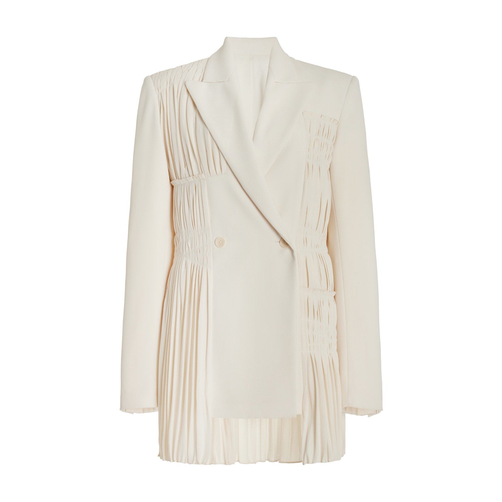 Jonathan Simkhai 'Lizzie Sartorial' Beige Polyester Pleated Crepe Blazer Size 4