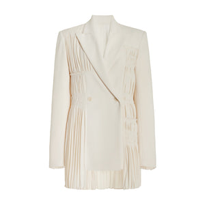 Jonathan Simkhai 'Lizzie Sartorial' Beige Polyester Pleated Crepe Blazer Size 4