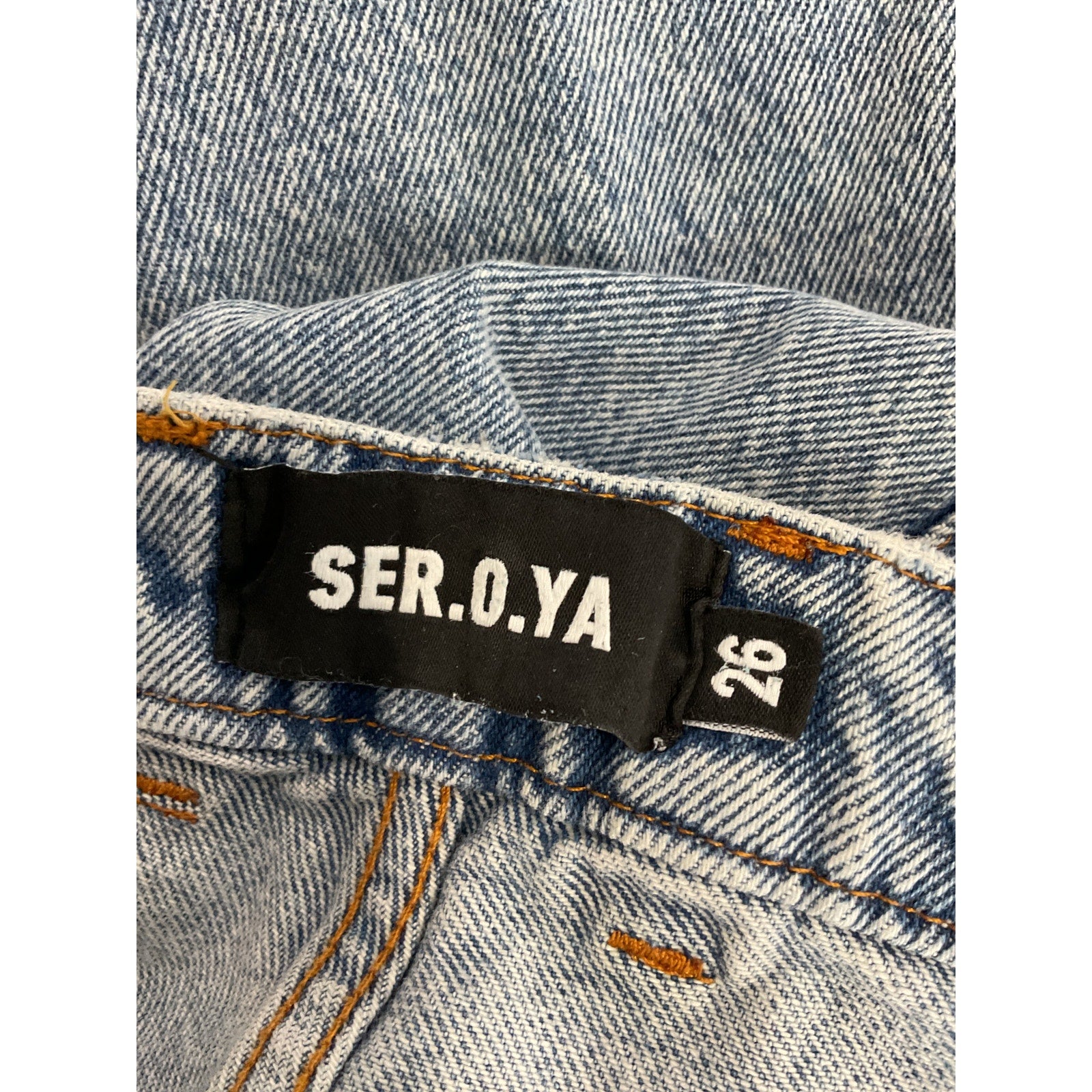 Ser.O.Ya 'Heidi' Blue Straight Leg Patch Denim Jean Size 26