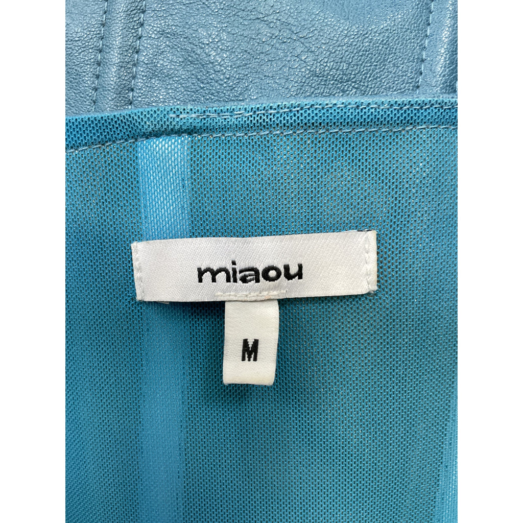 Miaou 'Leia' Blue Polyurethane Vegan Leather Corset Size M