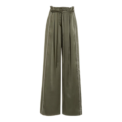 Jonathan Simkhai 'Arlet' Green Silk Pleated Wide-Leg Pant Size 6