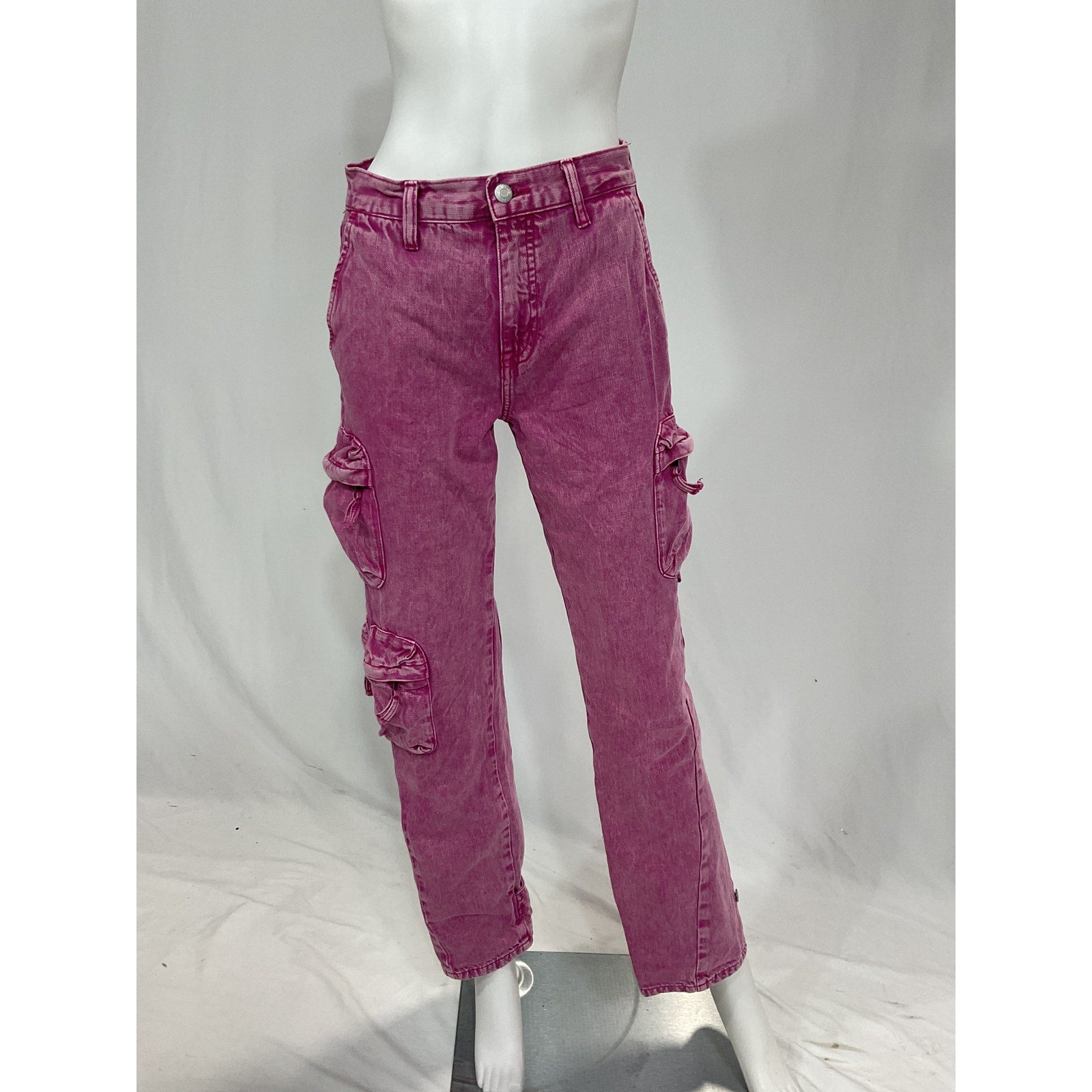 Pistola 'Bobbie' Pink Utility Mid Rise Straight Cargo Denim Jean Size 25