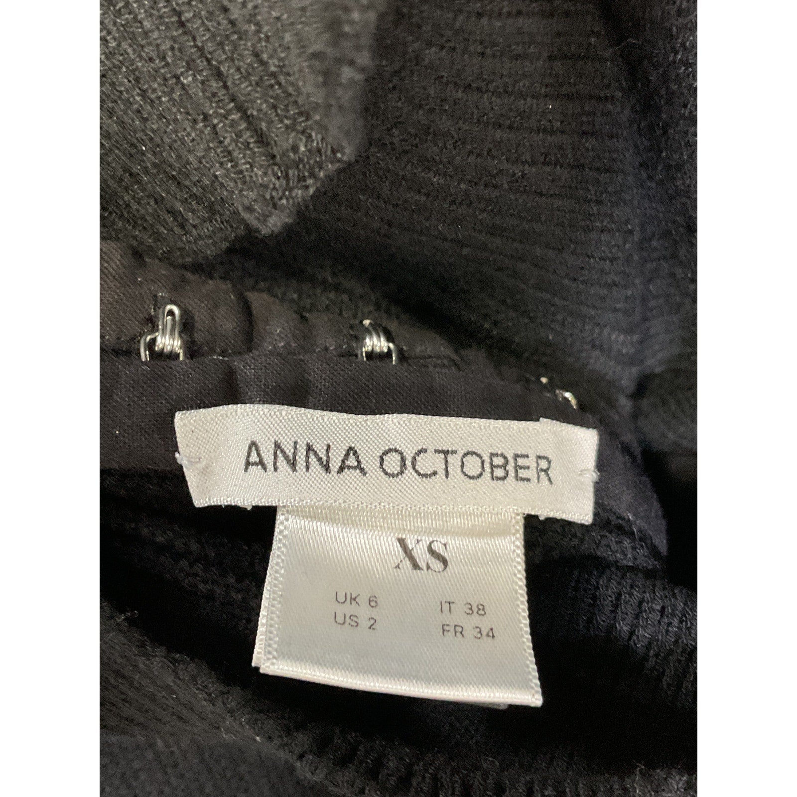 Anna October 'Collette' Black Knitted Midi Dress Size XS