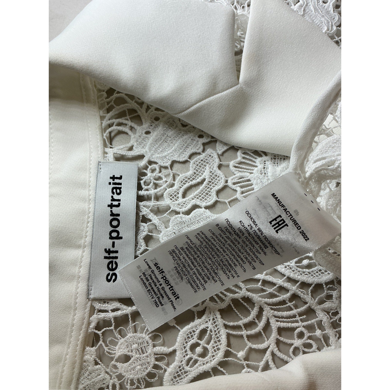 Self-Portrait 'Magnolia' White Polyester Lace Mini Dress Size 6