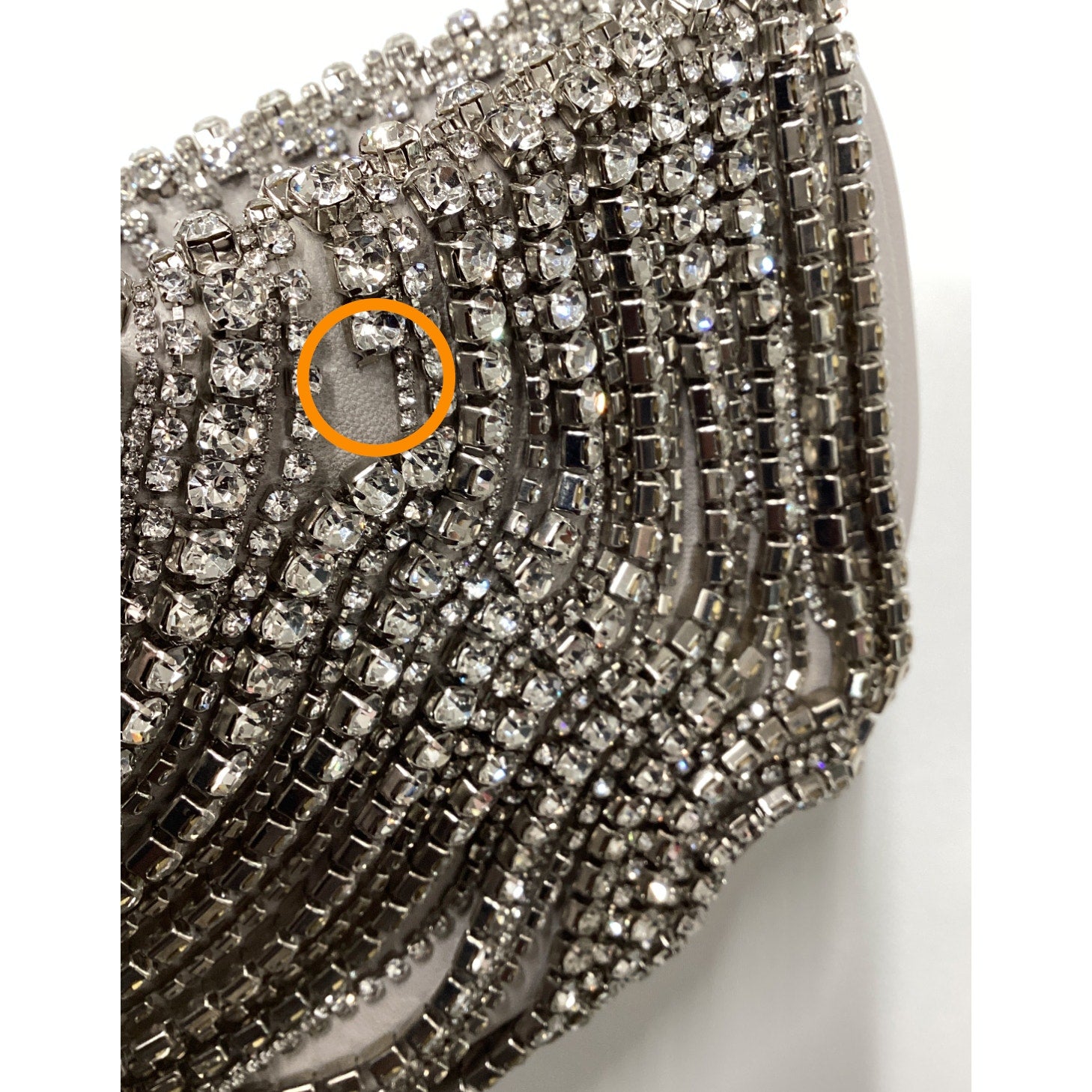 Cult Gaia 'Lael' Grey Crystal Embellished Lamb Leather Clutch Size OS