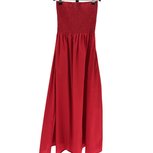 Faithfull The Brand Smocked Red Madella Midi Dress Size 6