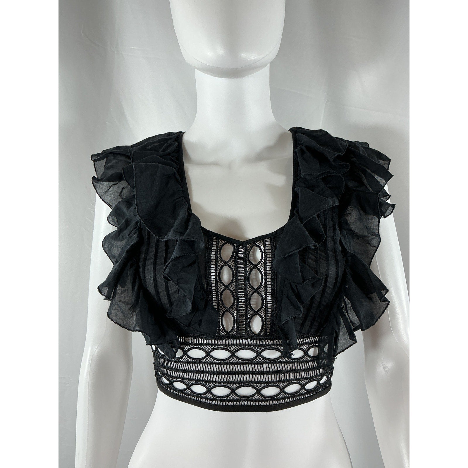 Charo Ruiz 'Veronica' Black Cotton Top Size XS