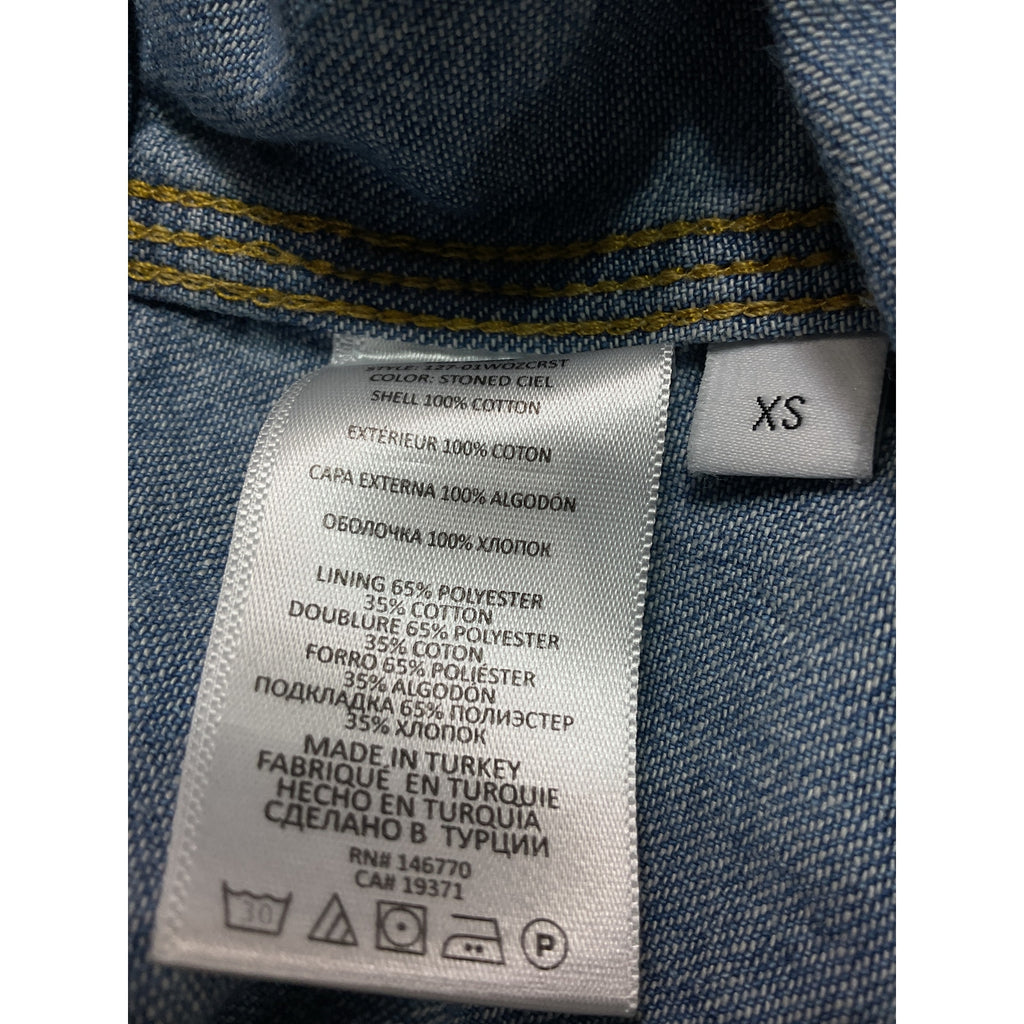 Re/Done 'Oversized' Blue Denim Crop Shirt Size XS