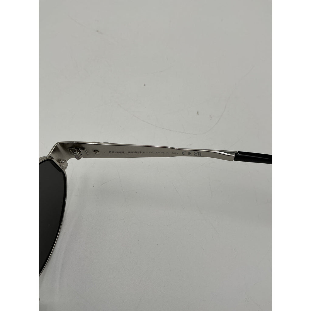 Celine 'Triomphe' Silver Metal 54mm Oval Sunglasses Size OS