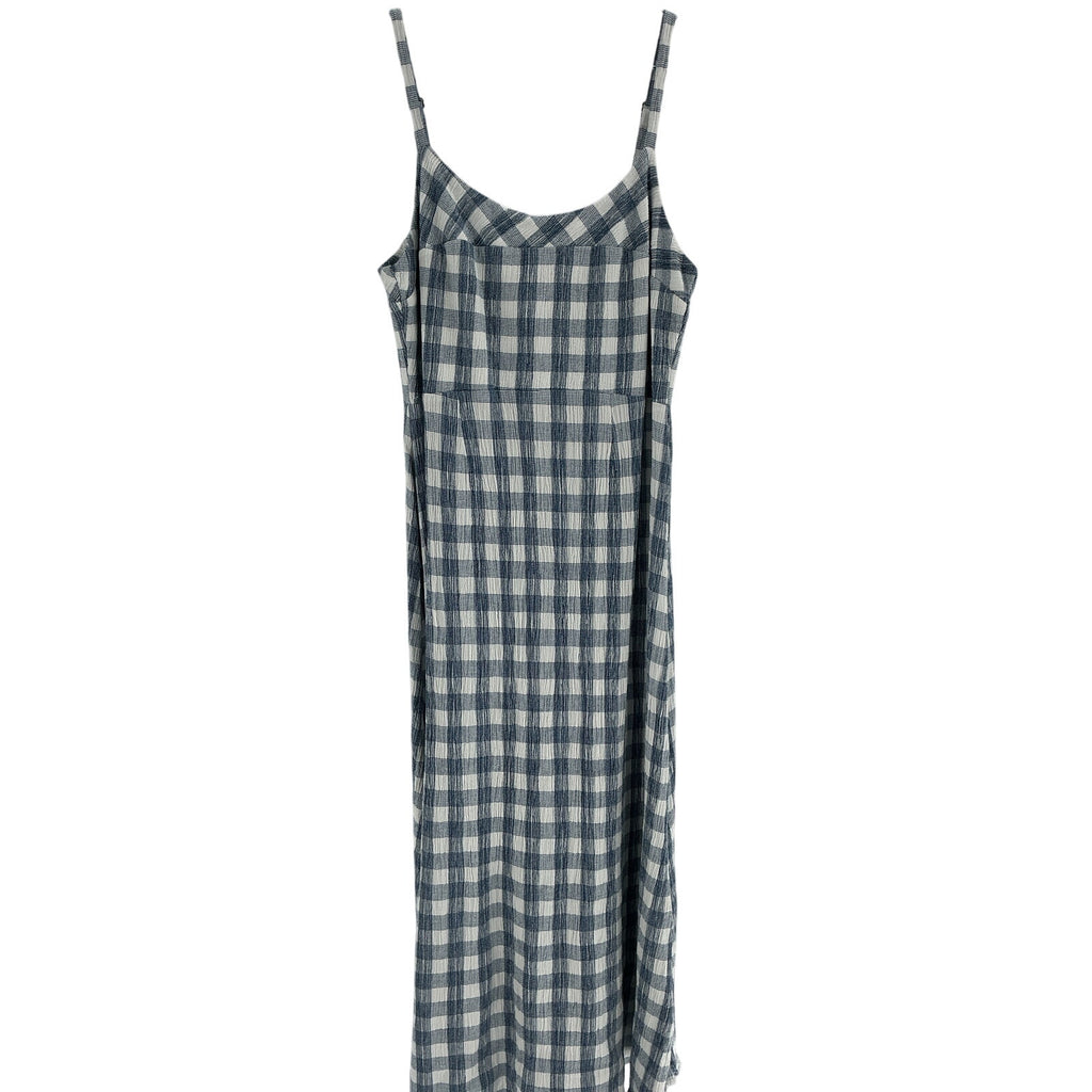 Hatch 'The Nina' Blue Cotton Crinkle Plaid Dress Size 2