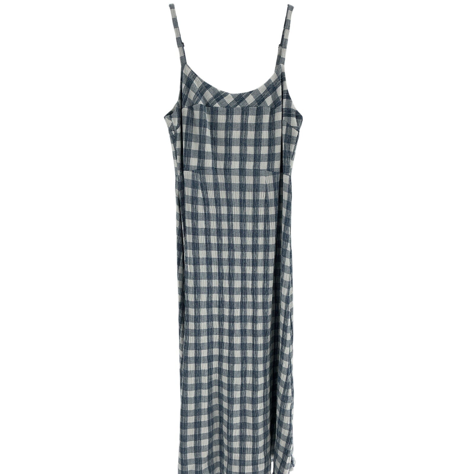 Hatch 'The Nina' Blue Cotton Crinkle Plaid Dress Size 2