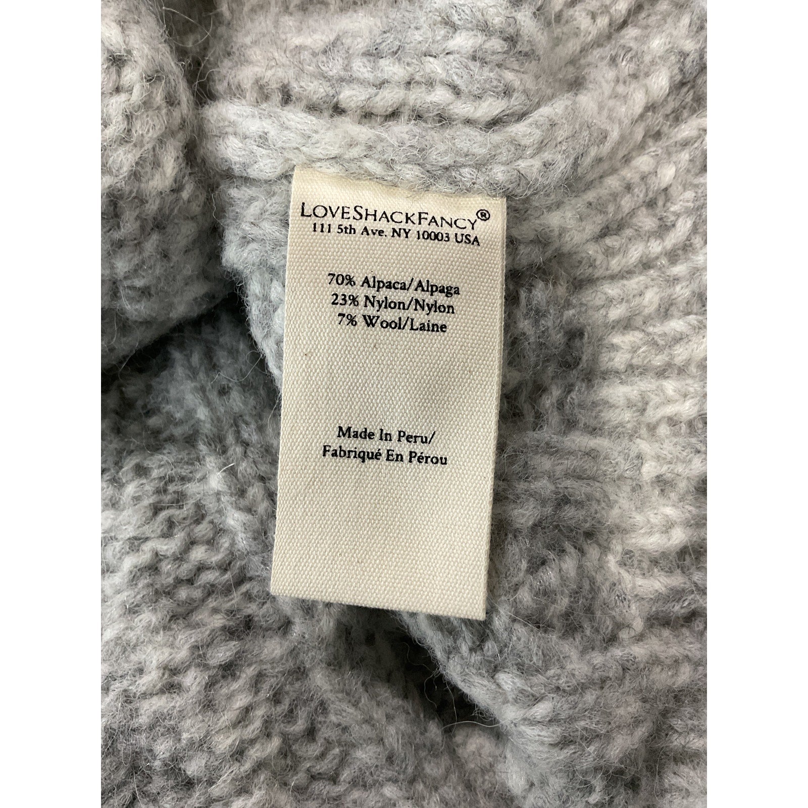 Loveshackfancy 'Louella' Silver Alpaca Cable Knit Cardigan Size XL