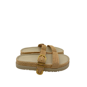 Simkhai 'Aida' Beige Rubber Raffia Buckle Sandals Size 40