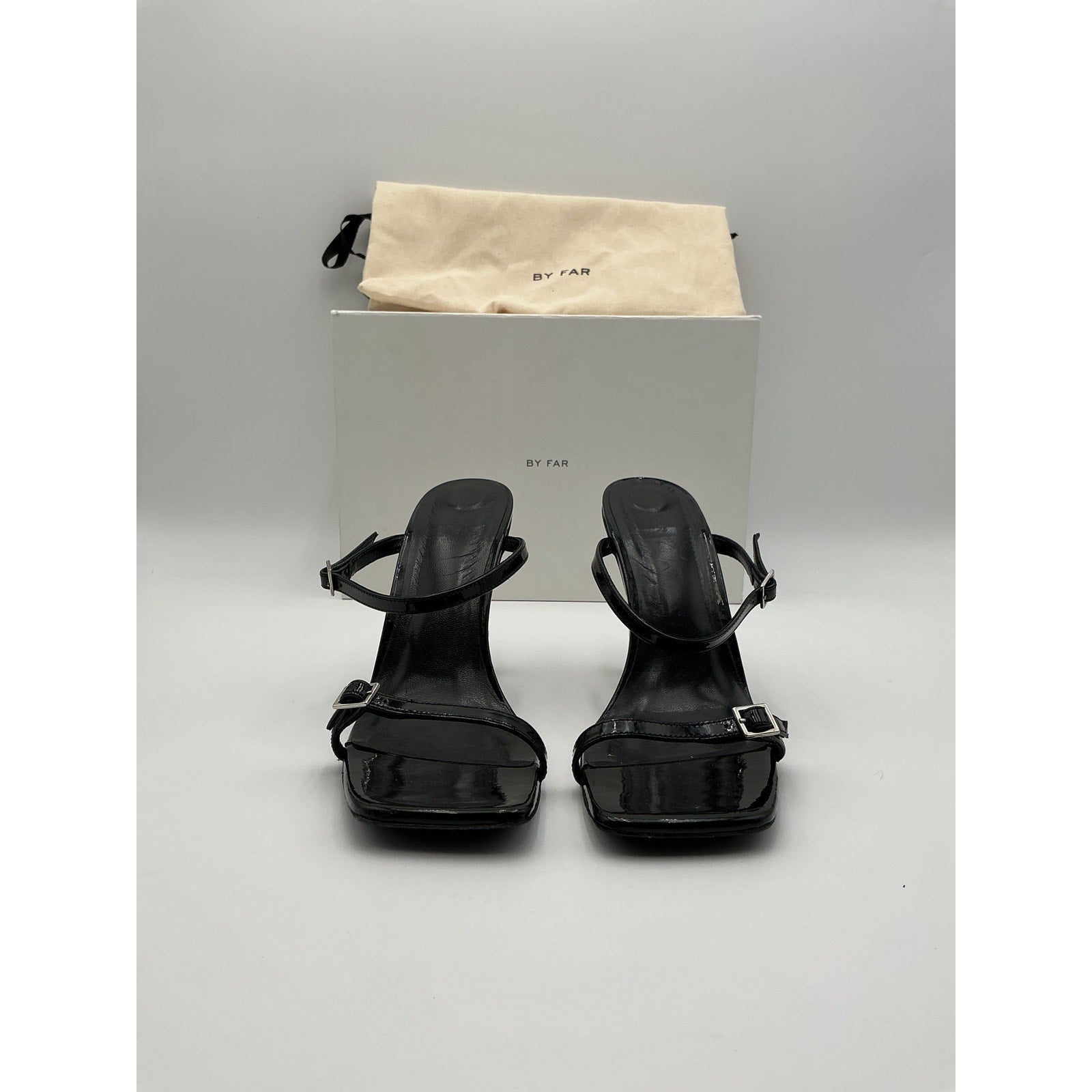 By Far 'Flick' Black Leather Heel Size 40
