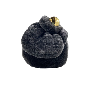 Jil Sander 'Embellished' Black Leather Shearling Clutch