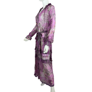 Hemant And Nandita Sheer Orchid Mavi Kaftan Dress Size S NWT