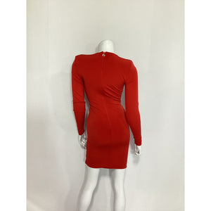 Nookie 'Temptation' Red V Neck Long Sleeve Mini Dress Size S