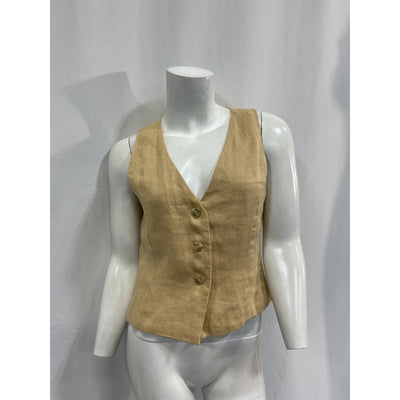 Faithfull The Brand 'Salome' Tan Linen Top Size S