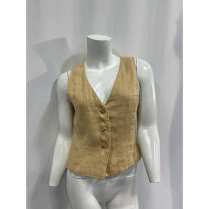 Faithfull The Brand 'Salome' Tan Linen Top Size S