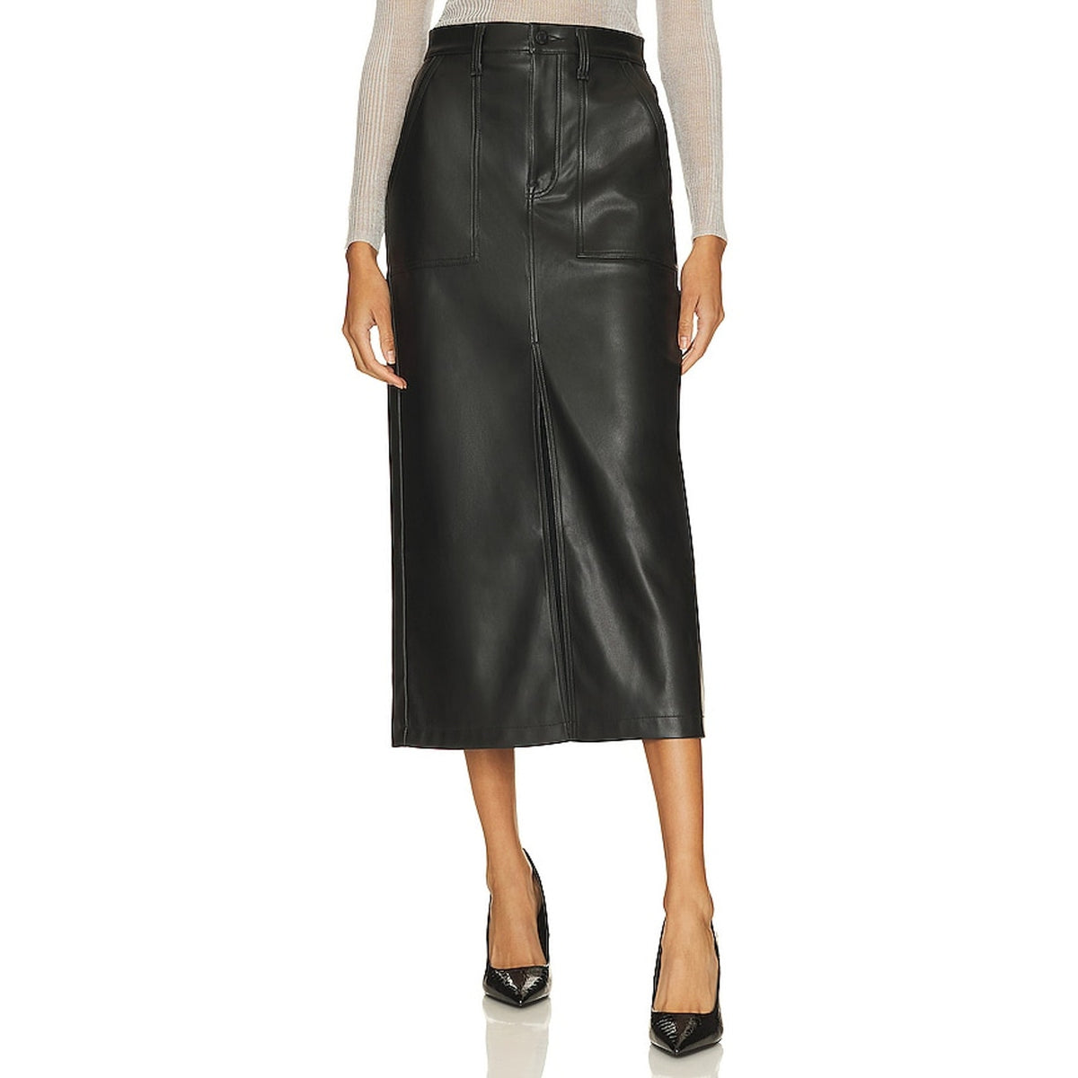 Pistola 'Alice' Black Faux Leather Utility Skirt Size 26