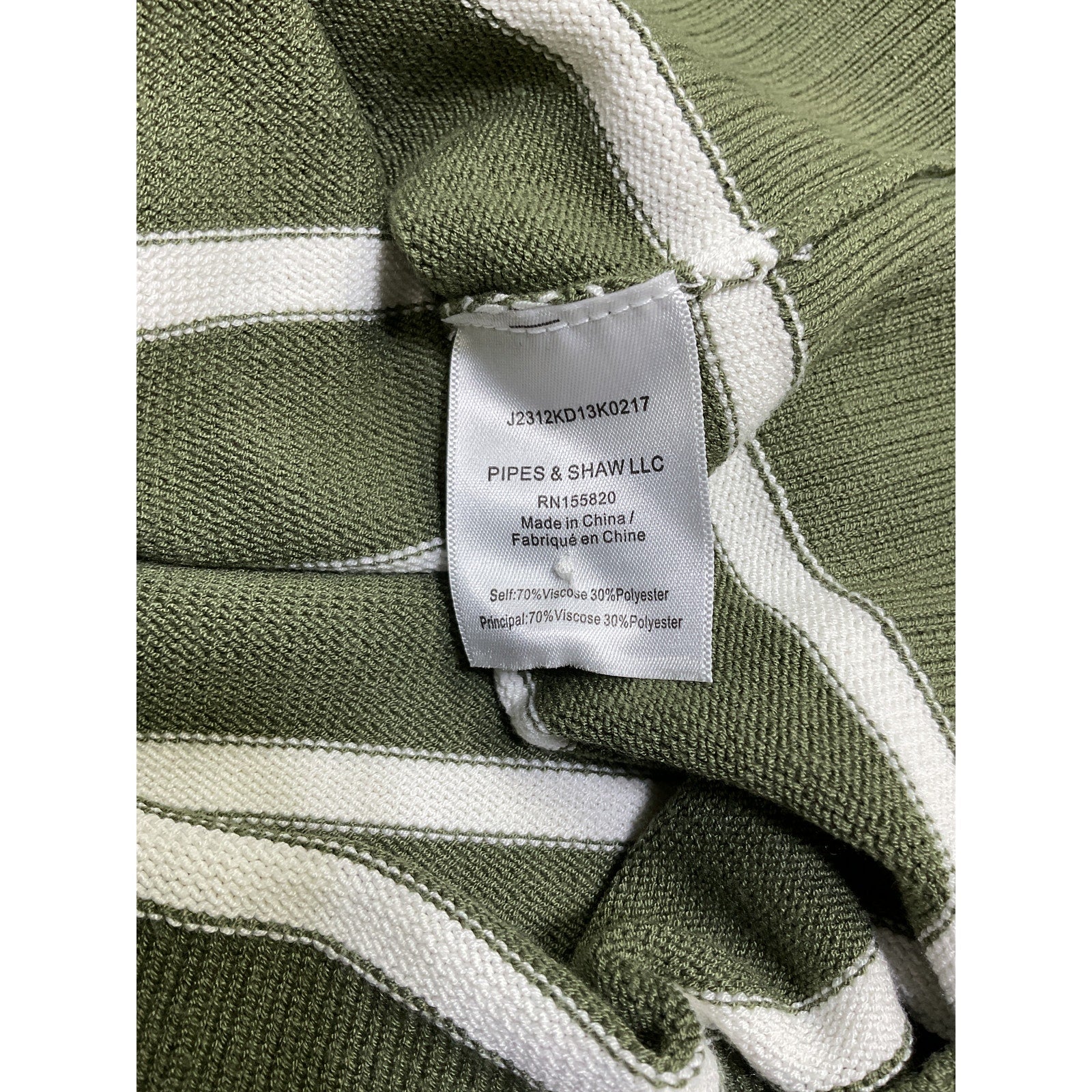 Veronica Beard 'Dianora' Green Viscose Striped Knit Top Size M
