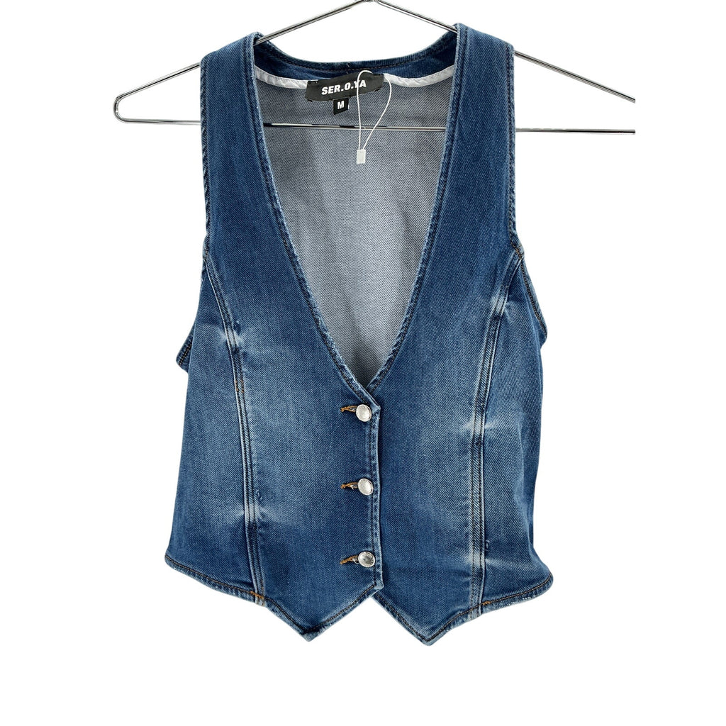 Ser.O.Ya 'Taylor' Blue Cotton Denim Vest Size M