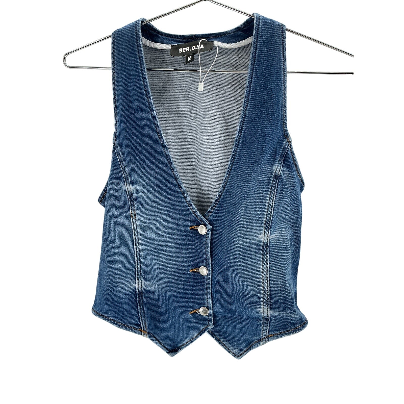 Ser.O.Ya 'Taylor' Blue Cotton Denim Vest Size M