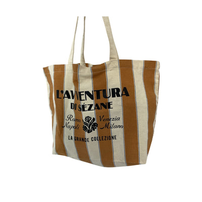 Sézane Striped Brown And Cream Lavventura Tote Bag