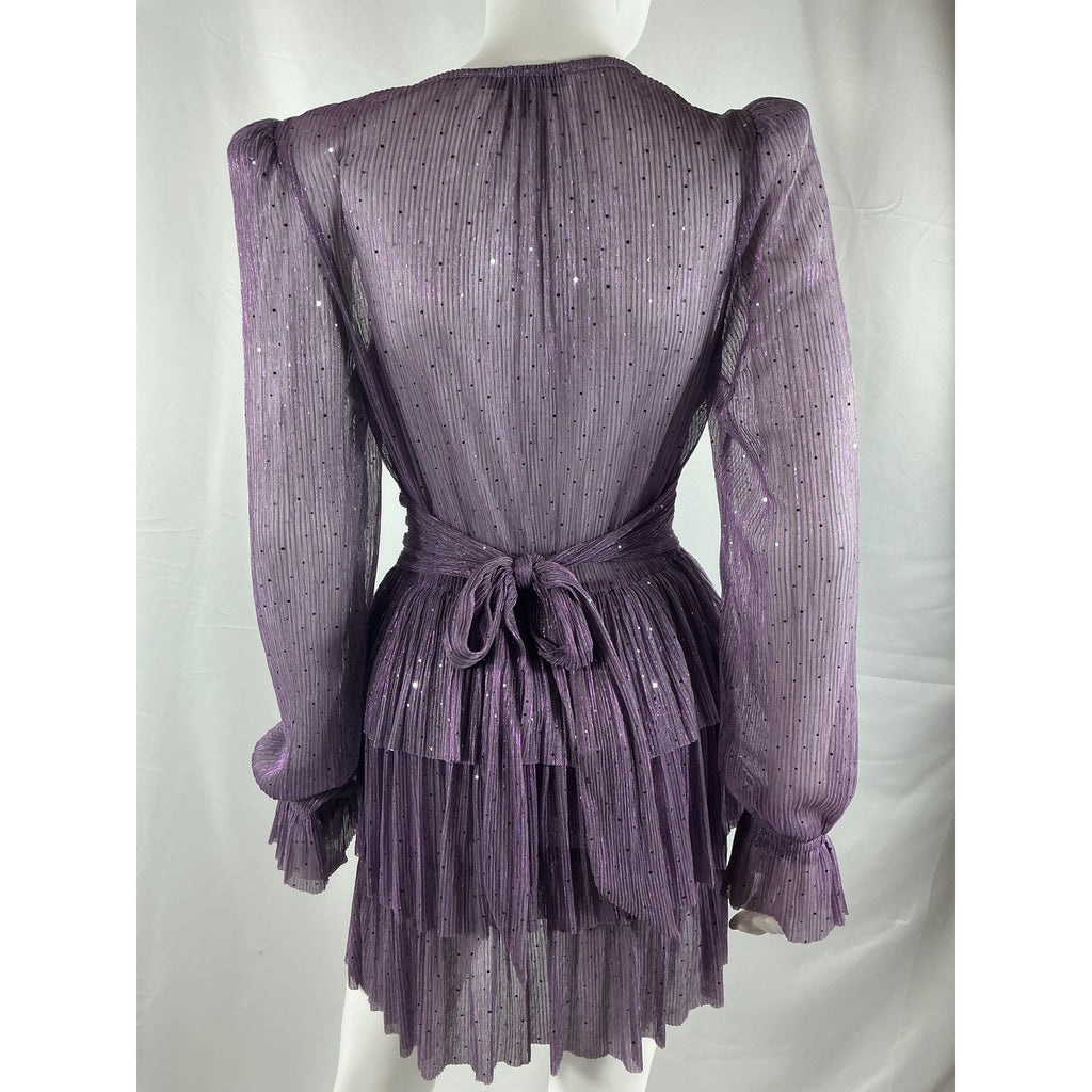 Sabina Musayev 'Felicie' Purple Polyester Mini Dress Size M