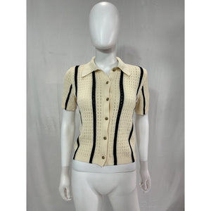 Anine Bing 'Alexis' Whit Stripe Short Sleeve Sweater Size S