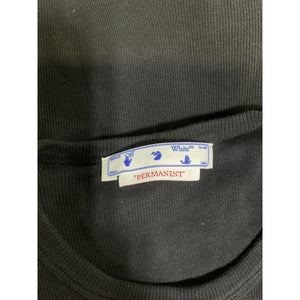 Off-White 'Basic' Black Ribbed Logo Tee Size 40