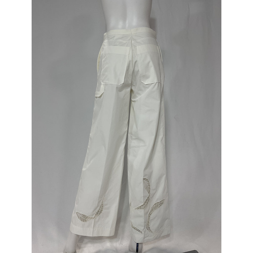 Cos Broderie 'Anglaise' White Wide-Leg Trousers Pants Size 4