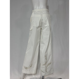 Cos Broderie 'Anglaise' White Wide-Leg Trousers Pants Size 4