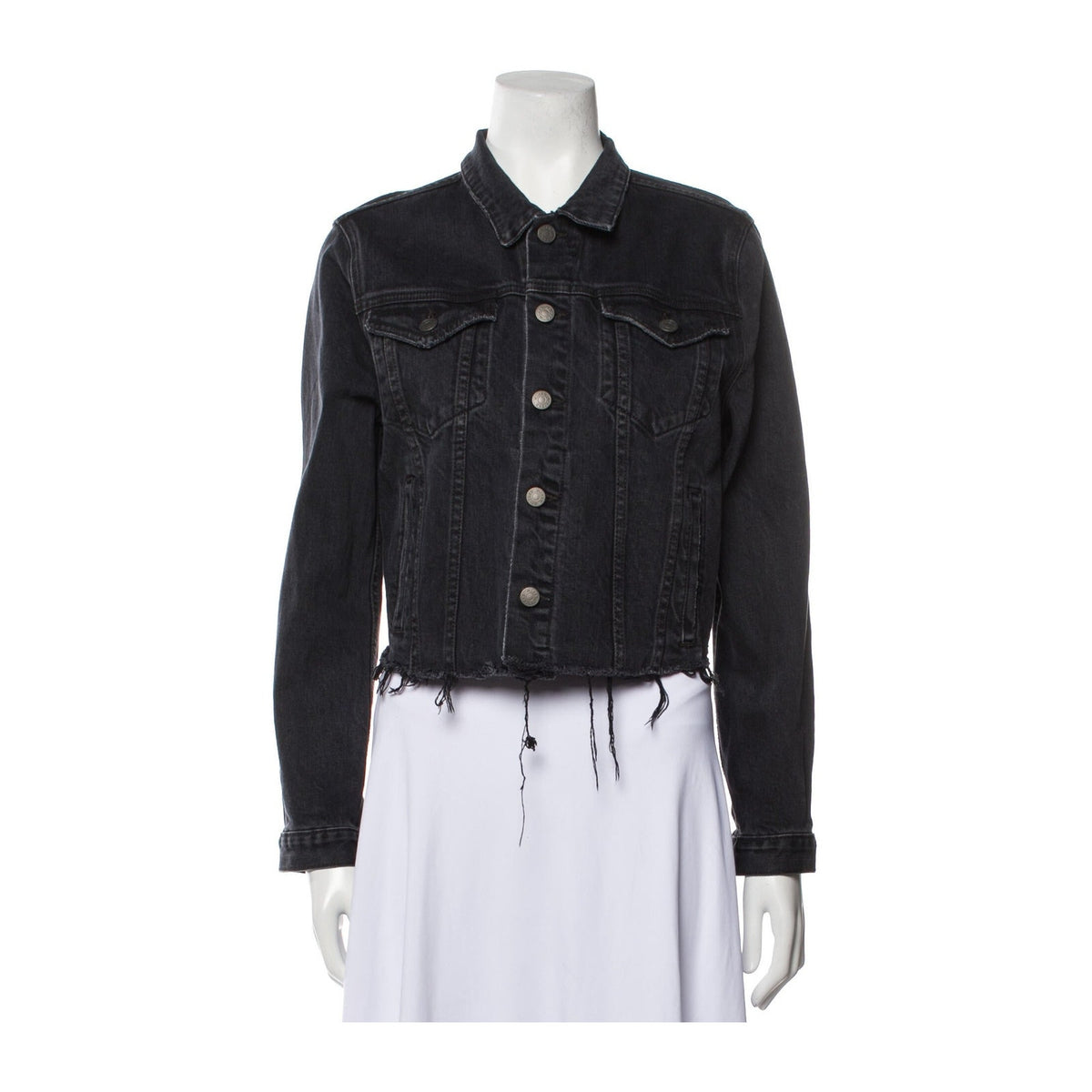 Grlfrnd Distressed Black Trucker Jacket Size M