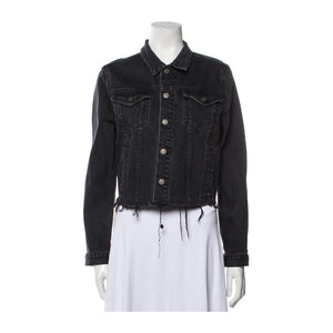 Grlfrnd Distressed Black Trucker Jacket Size M