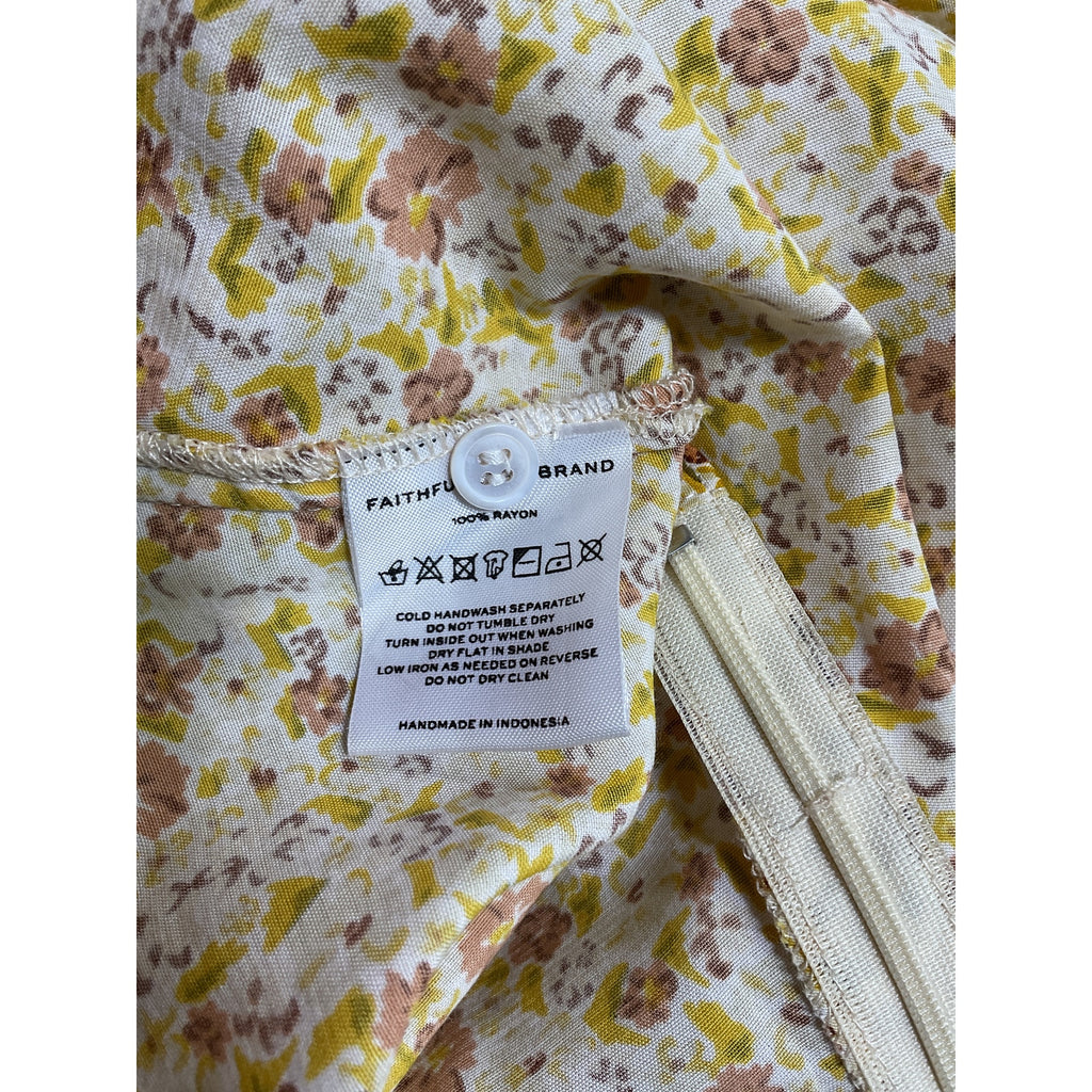 Faithfull The Brand 'Dulcia' Yellow Rayon Mini Dress Size 4