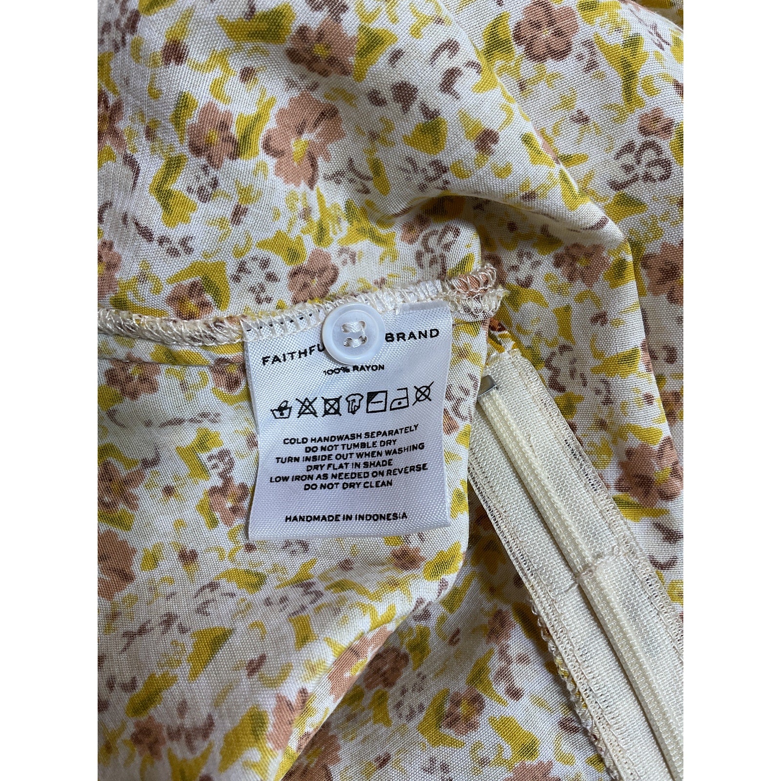 Faithfull The Brand 'Dulcia' Yellow Rayon Mini Dress Size 4