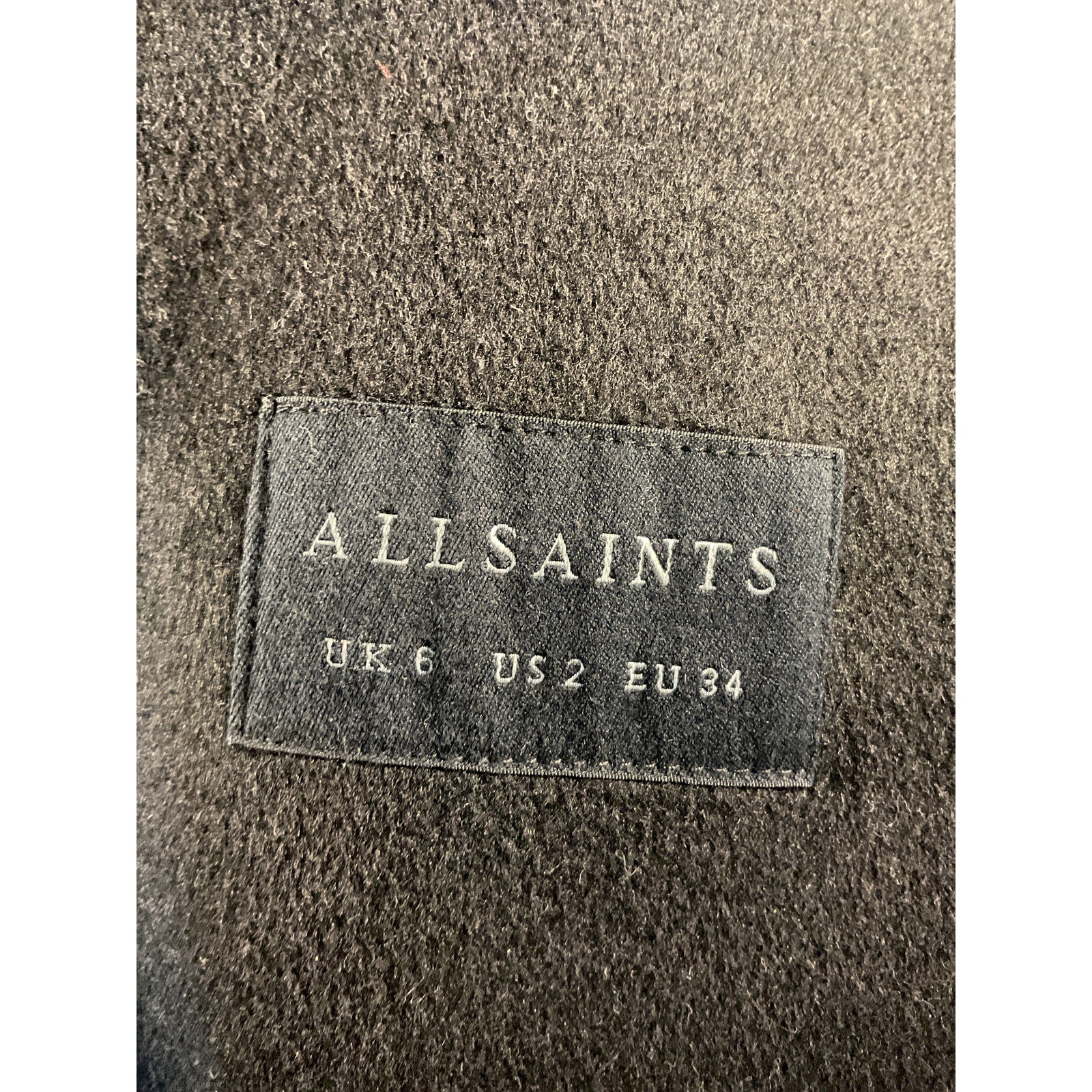 Allsaints 'Freya' Black Wool Blend Coat Size 2