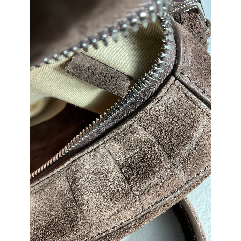 Jacquemus 'Le' Brown Cotton Petit Turismo Croc-Embossed Suede Top Handle Bag