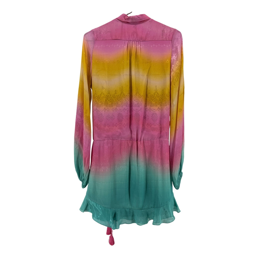 Rococo Sand 'Ombr�' Yellow Viscose Wrap Mini Dress Size S