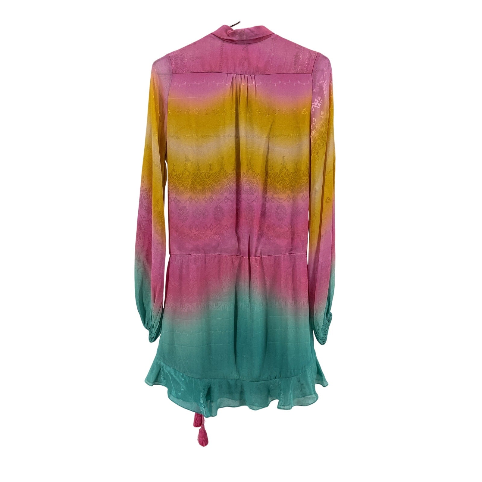 Rococo Sand 'Ombr�' Yellow Viscose Wrap Mini Dress Size S
