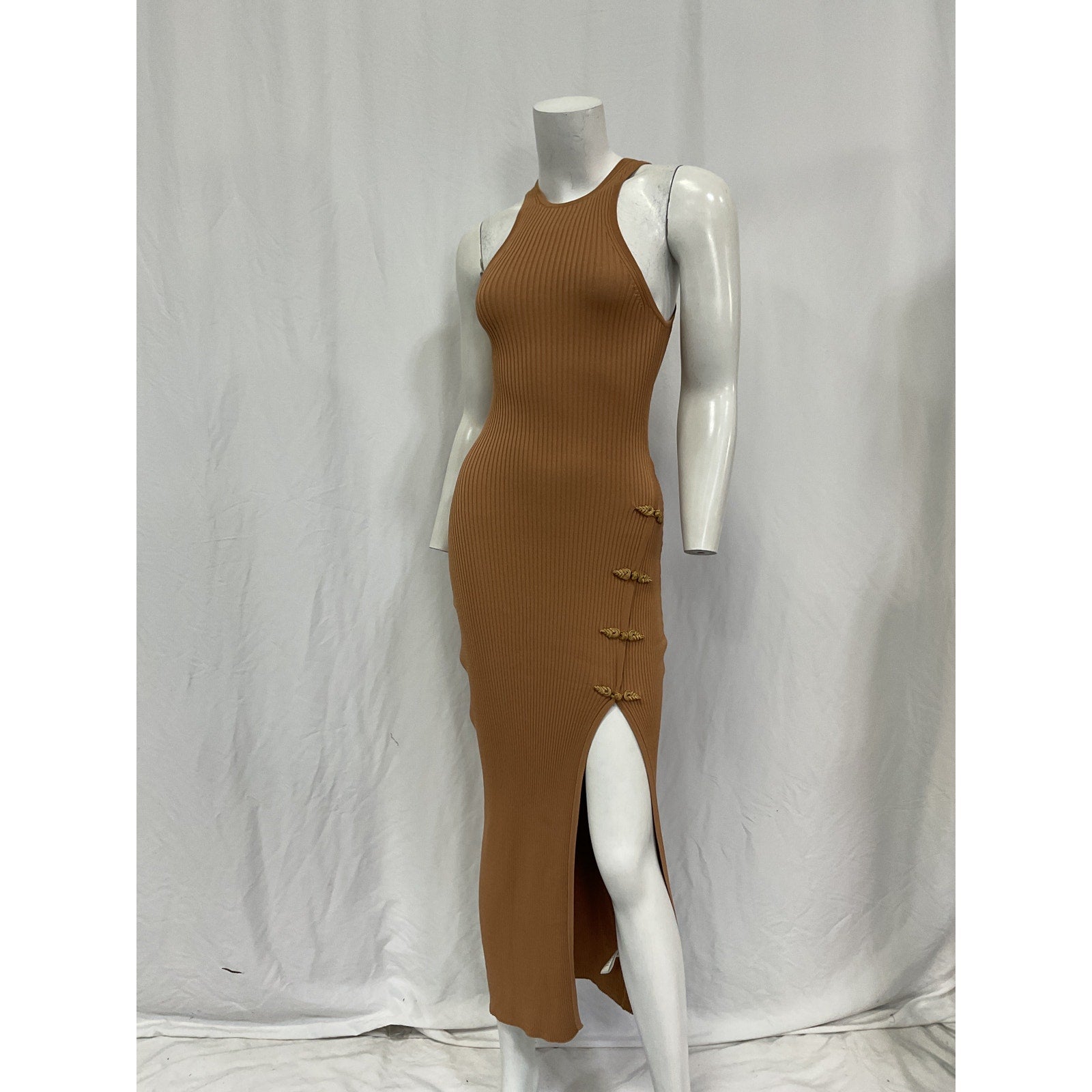 Sau Lee 'Parker' Brown Viscose Knit Dress Size 2