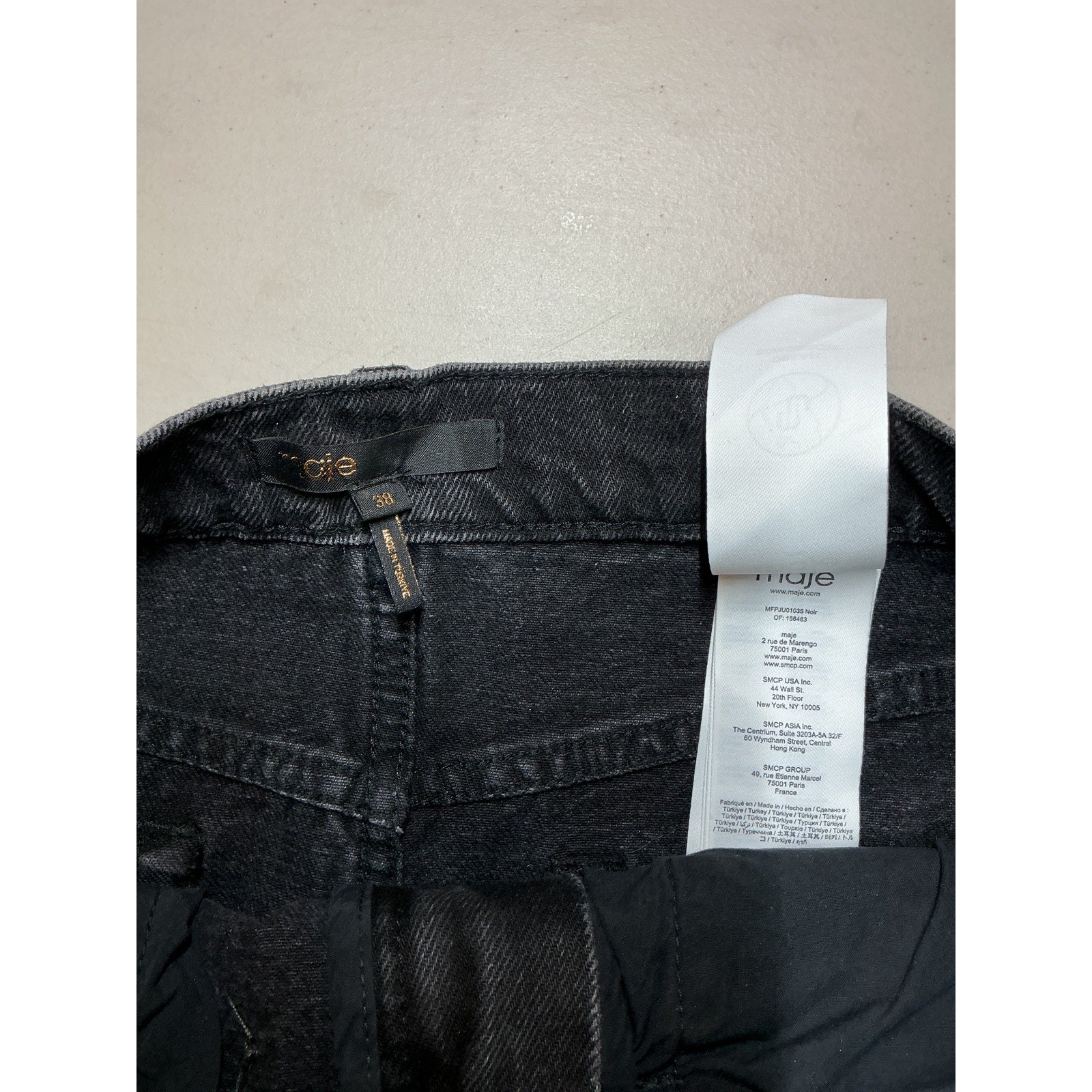 Maje Short Denim Black Skirt Size 6