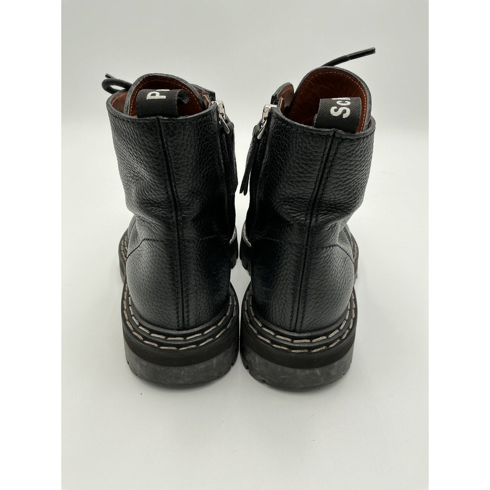 Proenza Schouler Lug Black Leather Sole Combat Boots Size 6