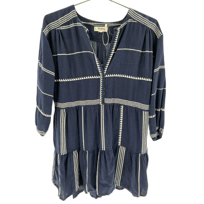 Lemlem Striped Blue Nunu Popover Dress Size S