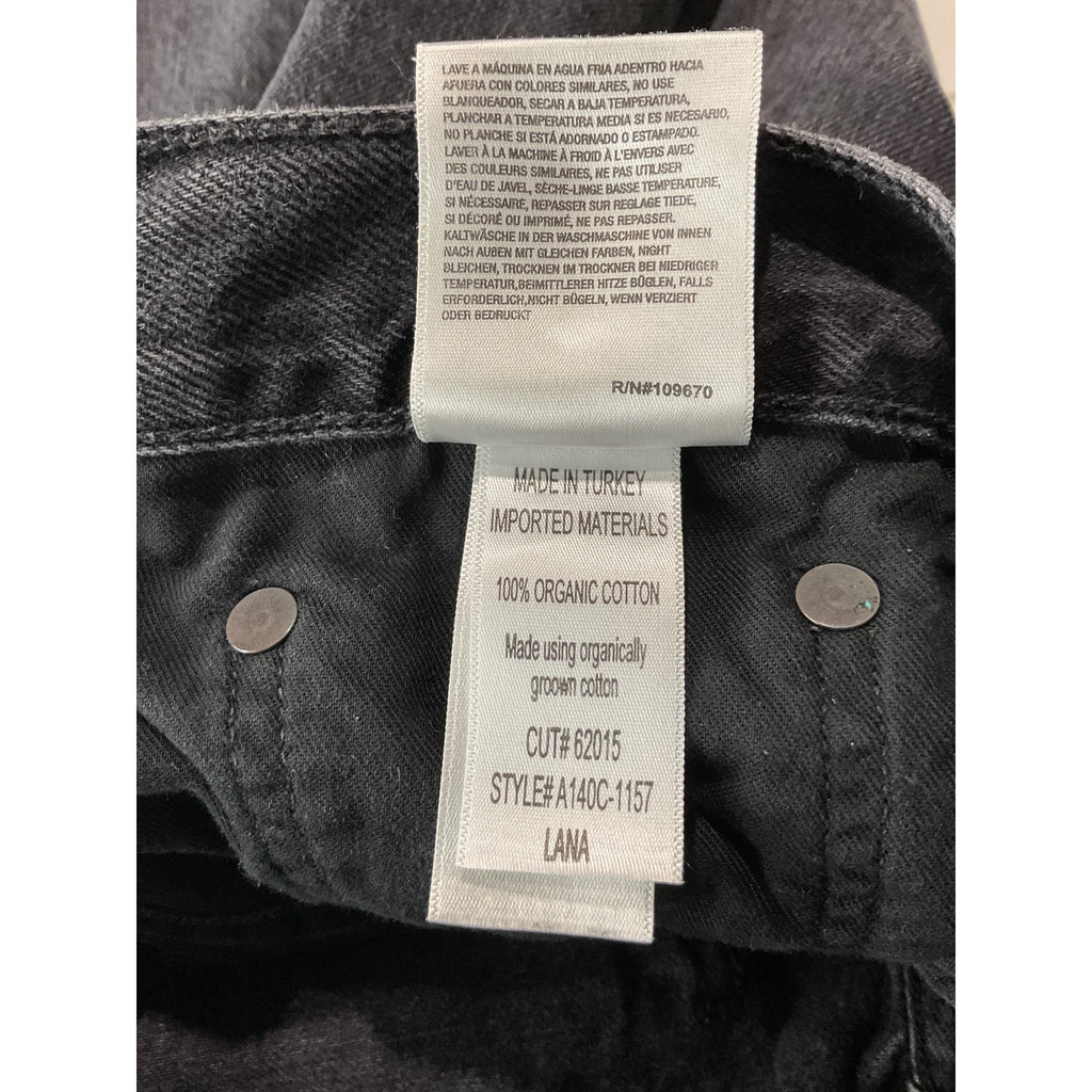 Agolde 'Lana' Black Cotton Mid Rise Straight Denim Jean Size 30